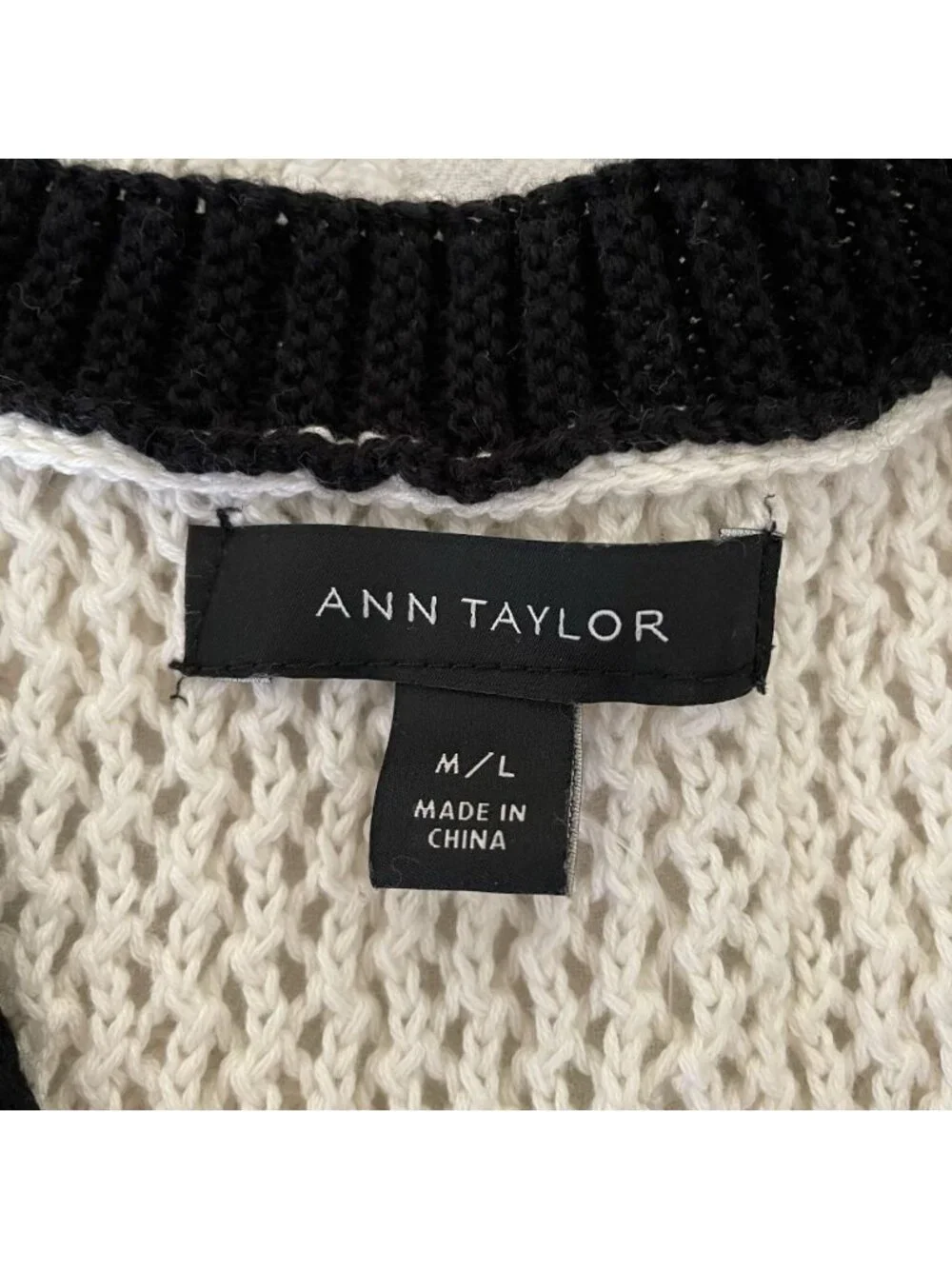 ANN TAYLOR Crochet Knit Viral Kimono Duster Sweater M/L Open Front Cream Boho